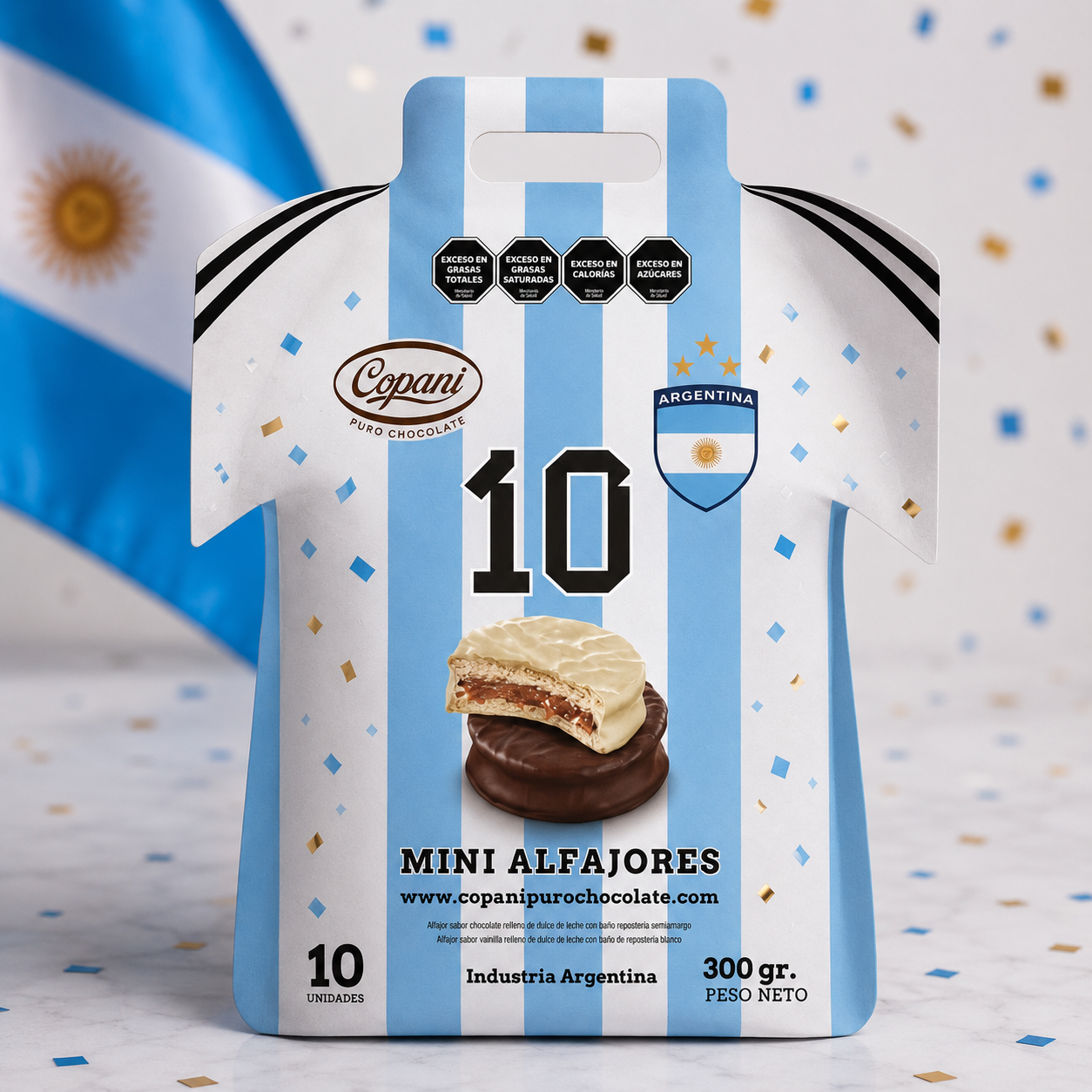 Camiseta MUNDIAL x 10 Mini Alfajores