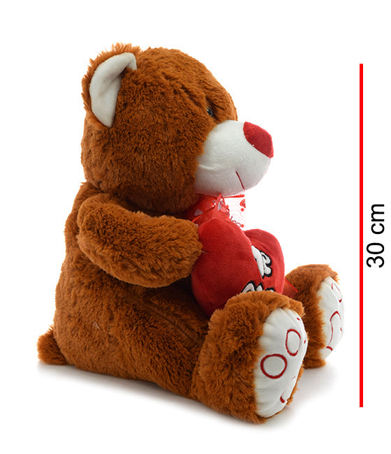 OSO PATAS MARCADAS Y CORAZON AL COSTADO CON SONIDO 30CM